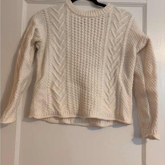 MADEWELL Women's Ivory Cable Knit Sweater - Picture 3 of 4